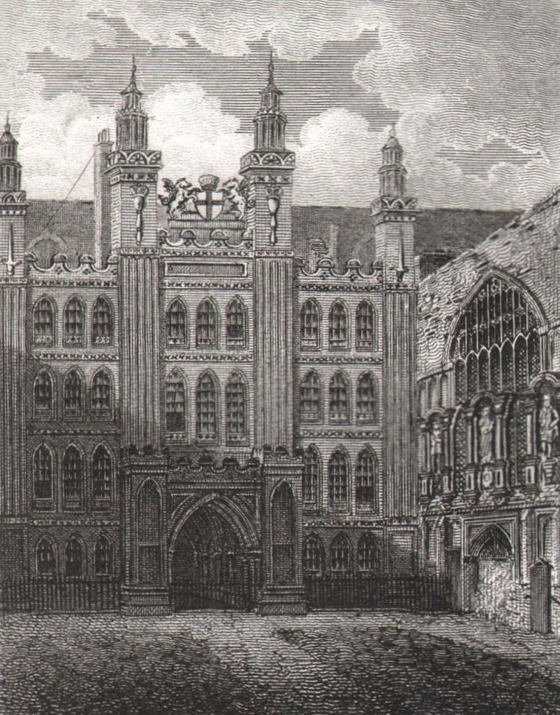 Guildhall, London. Antique engraved print 1817 old picture